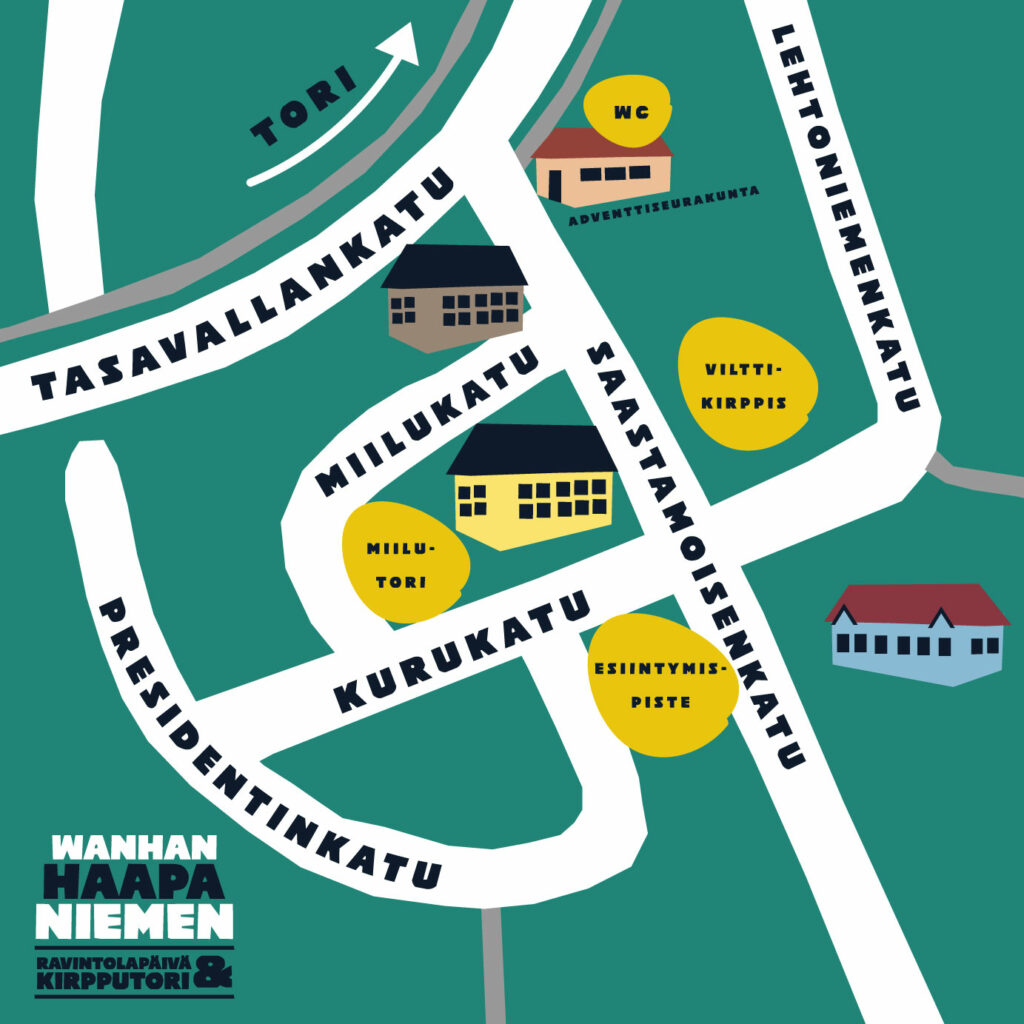 Wanhan Haapaniemen korttelipäivän kartta, piirretty kuva