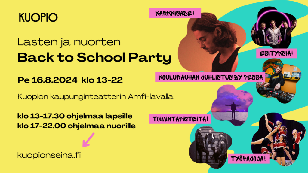 Tapahtumajuliste, jossa kuvia ja tekstiä