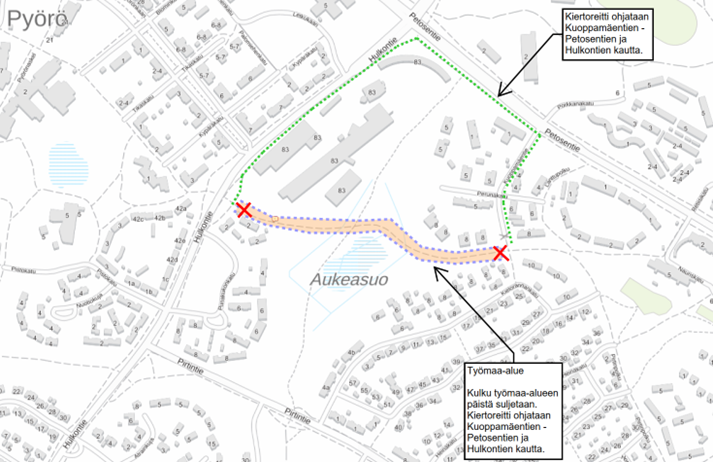 Karttakuva Aukeasuon työmaa-alueesta.