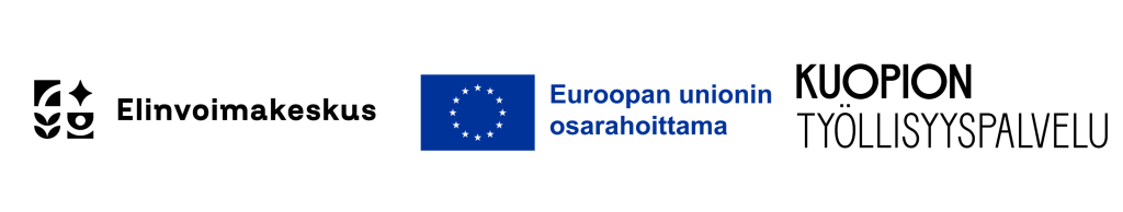 Elinvoimakeskus, Euroopan unionin osarahoittama, Kuopion työllisyyspalvelu logot.
