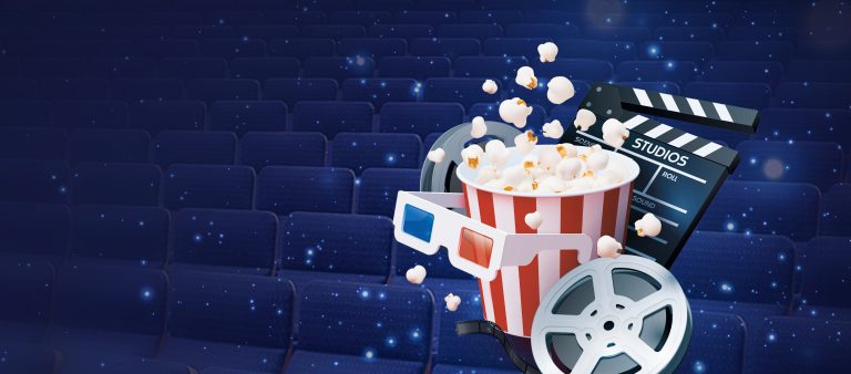 Klaffi, popcorn-purkki, filmikela.