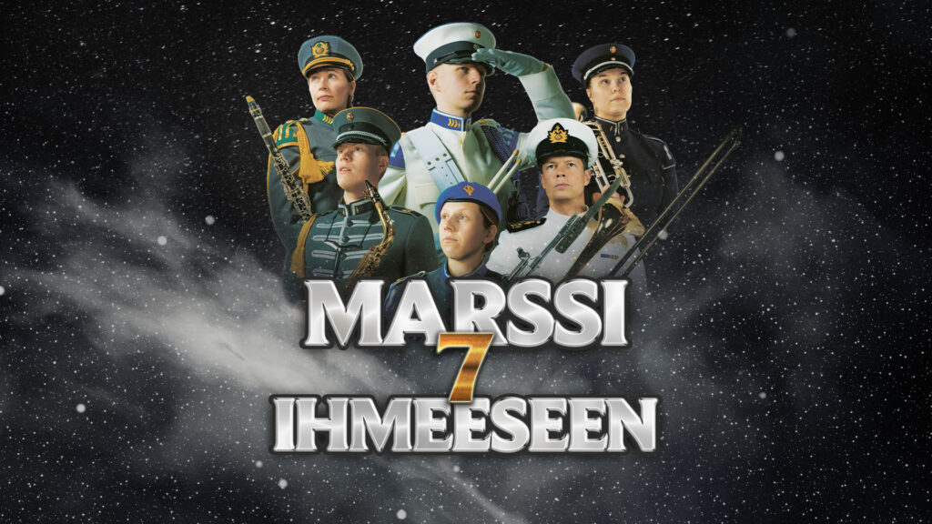 Marssi 7 ihmeeseen mainoskuva, sotilassoittajia